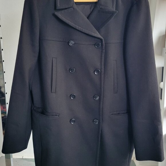 ANN TAYLOR BLACK DOUBLE BREAST WOOL JACKET (Size: Large) - Picture 6 of 12